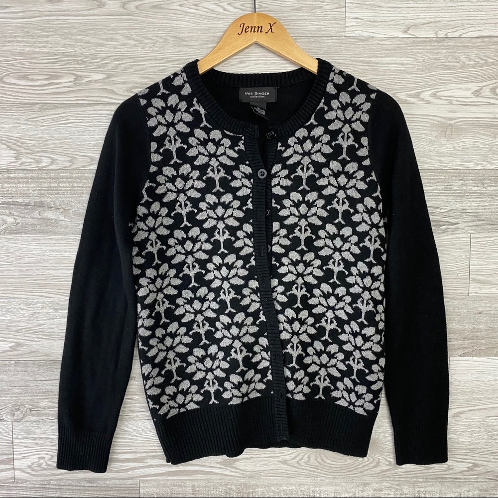 Iris Singer Black White LongSleeve Button Cardigan